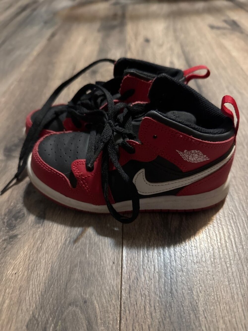Air Jordan 1 Mid Toddler Shoes Black & Red Size 9C